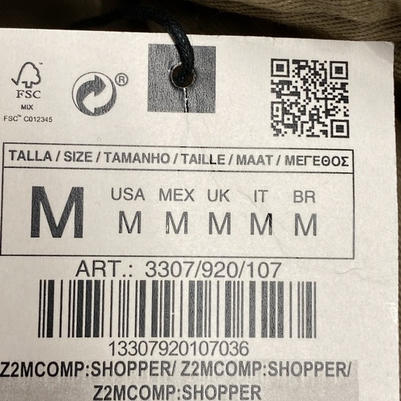 NWT. Zara Tan Quilted Shopper Tote Bag. - Picture 6 of 12